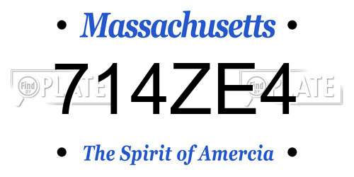 714ZE4 Massachusetts License Plate