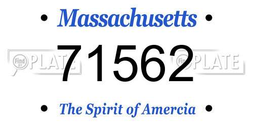 71562 Massachusetts License Plate