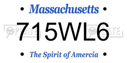 715WL6 Massachusetts License Plate