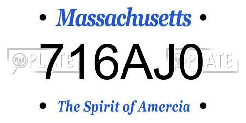 716AJ0 Massachusetts License Plate