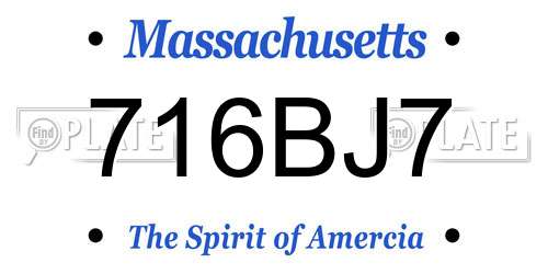 716BJ7 Massachusetts License Plate
