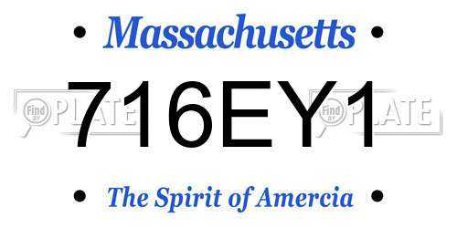 716EY1 Massachusetts License Plate