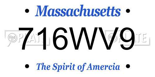 716WV9 Massachusetts License Plate