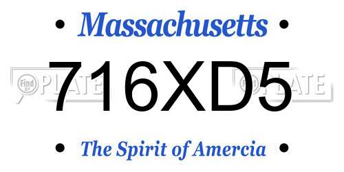 716XD5 Massachusetts License Plate