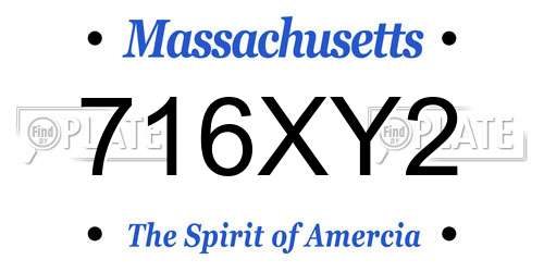 716XY2 Massachusetts License Plate