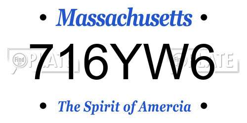 716YW6 Massachusetts License Plate