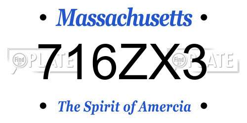 716ZX3 Massachusetts License Plate