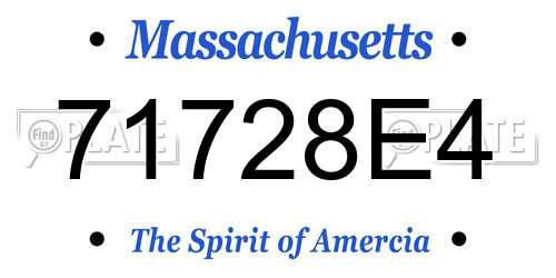 71728E4 Massachusetts License Plate