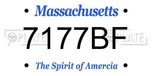 7177BF Massachusetts License Plate