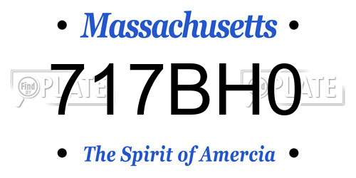 717BH0 Massachusetts License Plate