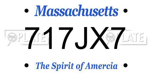 717JX7 Massachusetts License Plate