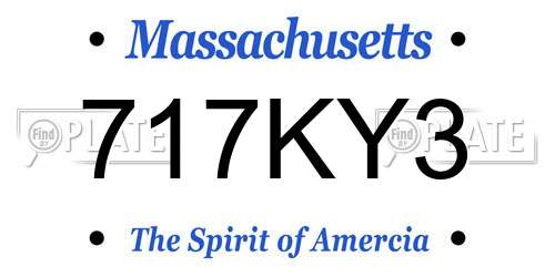 717KY3 Massachusetts License Plate