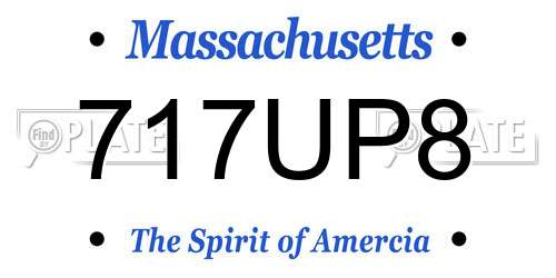 717UP8 Massachusetts License Plate