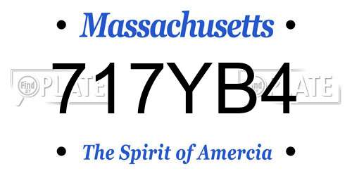 717YB4 Massachusetts License Plate