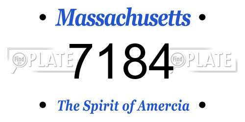 7184 Massachusetts License Plate