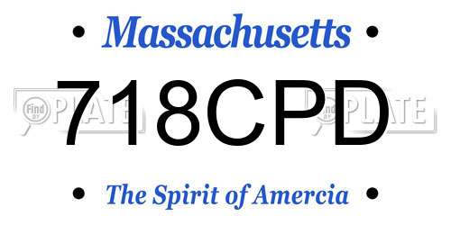 718CPD Massachusetts License Plate