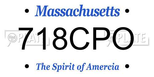 718CPO Massachusetts License Plate