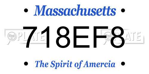 718EF8 Massachusetts License Plate