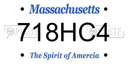 718HC4 Massachusetts License Plate