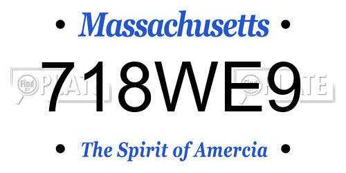 718WE9 Massachusetts License Plate