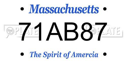 71AB87 Massachusetts License Plate