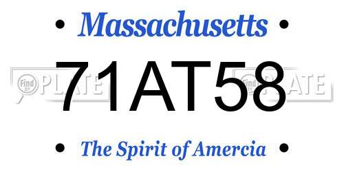 71AT58 Massachusetts License Plate