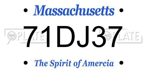 71DJ37 Massachusetts License Plate