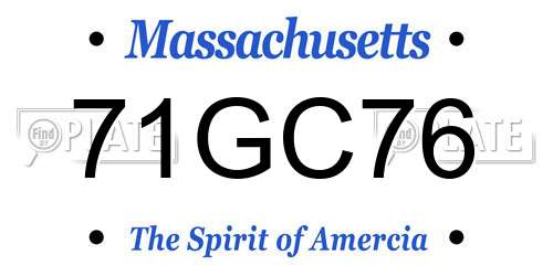 71GC76 Massachusetts License Plate