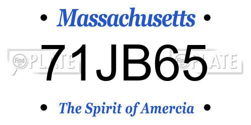 71JB65 Massachusetts License Plate