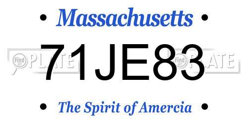 71JE83 Massachusetts License Plate