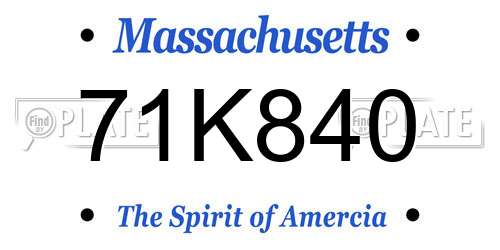 71K840 Massachusetts License Plate