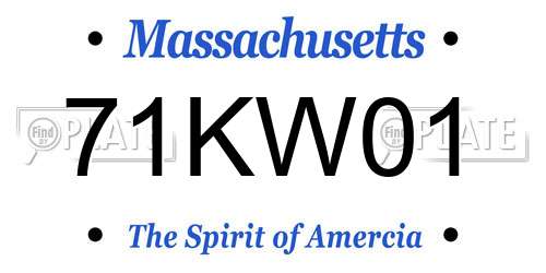 71KW01 Massachusetts License Plate
