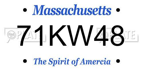 71KW48 Massachusetts License Plate