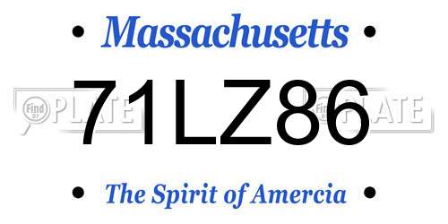 71LZ86 Massachusetts License Plate