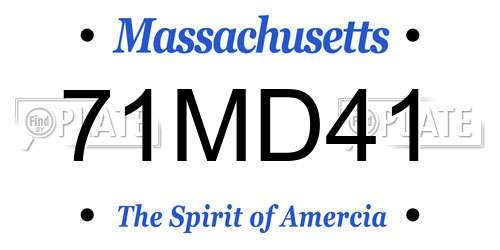 71MD41 Massachusetts License Plate