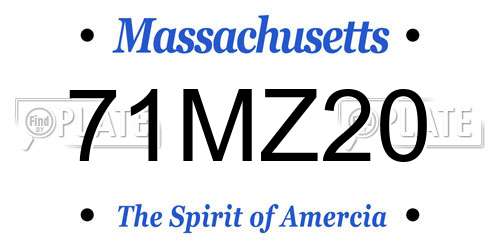 71MZ20 Massachusetts License Plate