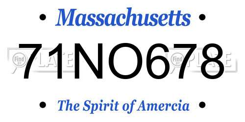 71NO678 Massachusetts License Plate