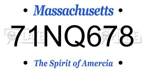 71NQ678 Massachusetts License Plate