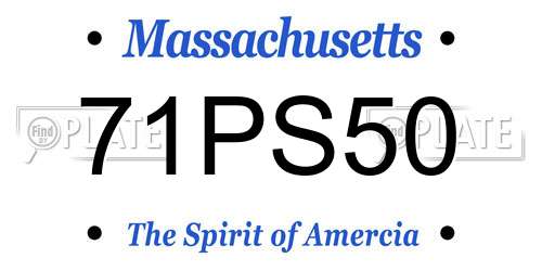 71PS50 Massachusetts License Plate