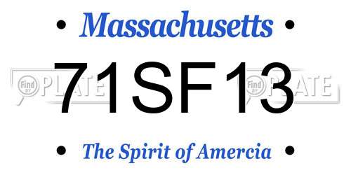 71SF13 Massachusetts License Plate