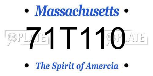 71T110 Massachusetts License Plate