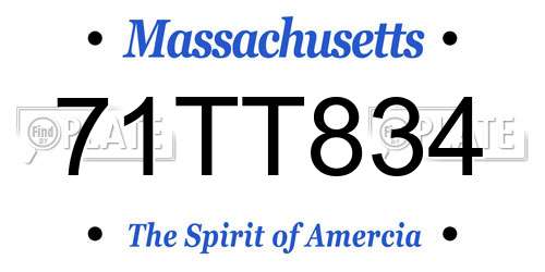 71TT834 Massachusetts License Plate