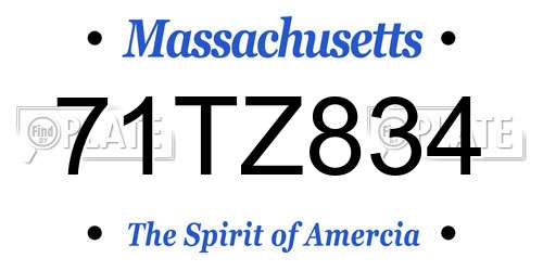 71TZ834 Massachusetts License Plate