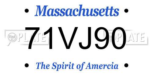 71VJ90 Massachusetts License Plate