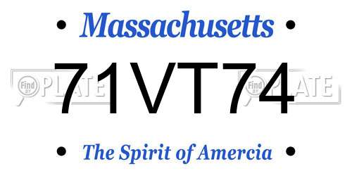 71VT74 Massachusetts License Plate