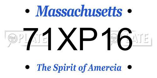 71XP16 Massachusetts License Plate