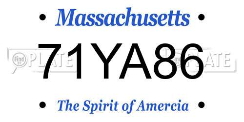 71YA86 Massachusetts License Plate