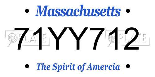 71YY712 Massachusetts License Plate