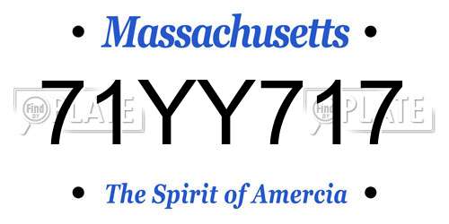 71YY717 Massachusetts License Plate