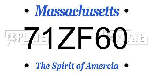 71ZF60 Massachusetts License Plate